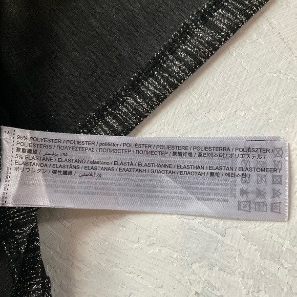 Mango Dress Pewter Silver Drop Waist Shimmery Knot Sheath Mini Size 10 Medium - Picture 6 of 9